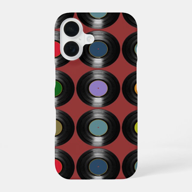 Colour Vinyl Records pattern iPhone 16 Case (Back)