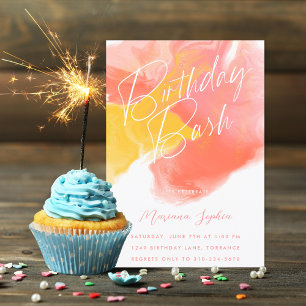 Colour Wash Birthday Party Invitation