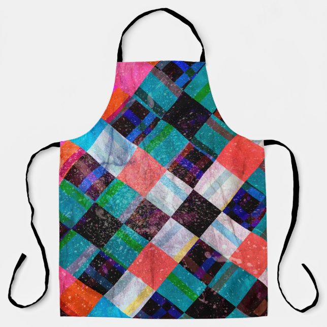Colour watercolor retro background with geometric  apron (Front)