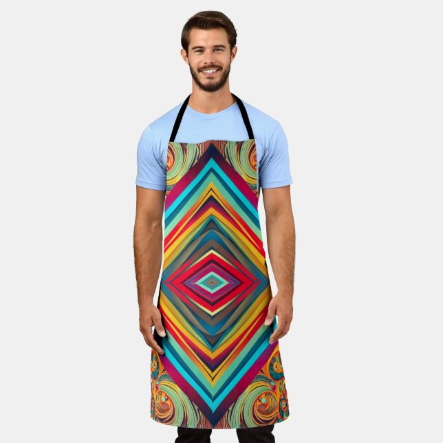 Colour Wave Fusion – Modern Abstract Swirl Art Apron (Worn)