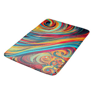 Colour Wave Fusion – Modern Abstract Swirl Art Bath Mat