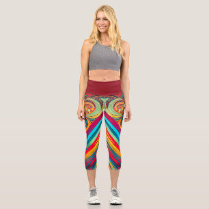Colour Wave Fusion – Modern Abstract Swirl Art Capri Leggings