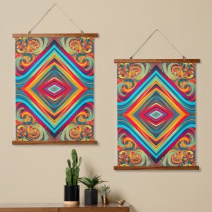 Colour Wave Fusion – Modern Abstract Swirl Art Hanging Tapestry