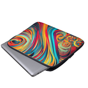 Colour Wave Fusion – Modern Abstract Swirl Art Laptop Sleeve