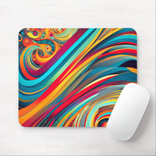 Colour Wave Fusion – Modern Abstract Swirl Art Mouse Mat