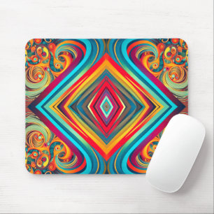 Colour Wave Fusion – Modern Abstract Swirl Art Mouse Mat