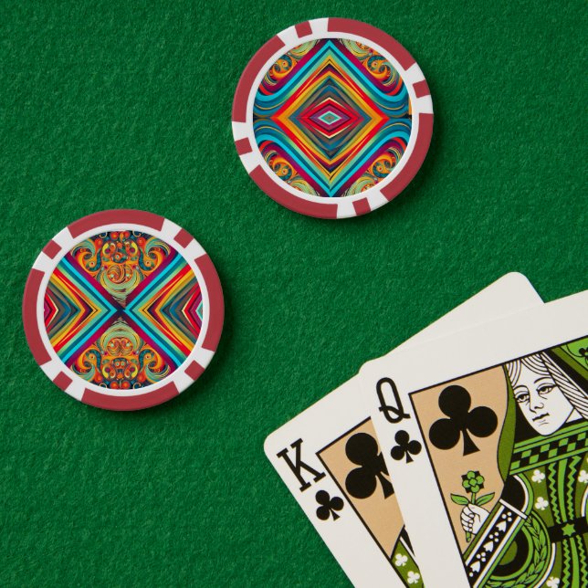 Colour Wave Fusion – Modern Abstract Swirl Art Poker Chips (Poker Table (Double))