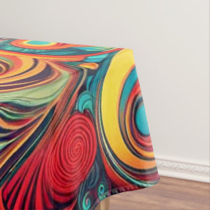 Colour Wave Fusion – Modern Abstract Swirl Art Tablecloth