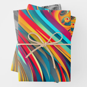 Colour Wave Fusion – Modern Abstract Swirl Art Wrapping Paper Sheet