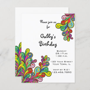 Colour Waves Birthday Party Invitation