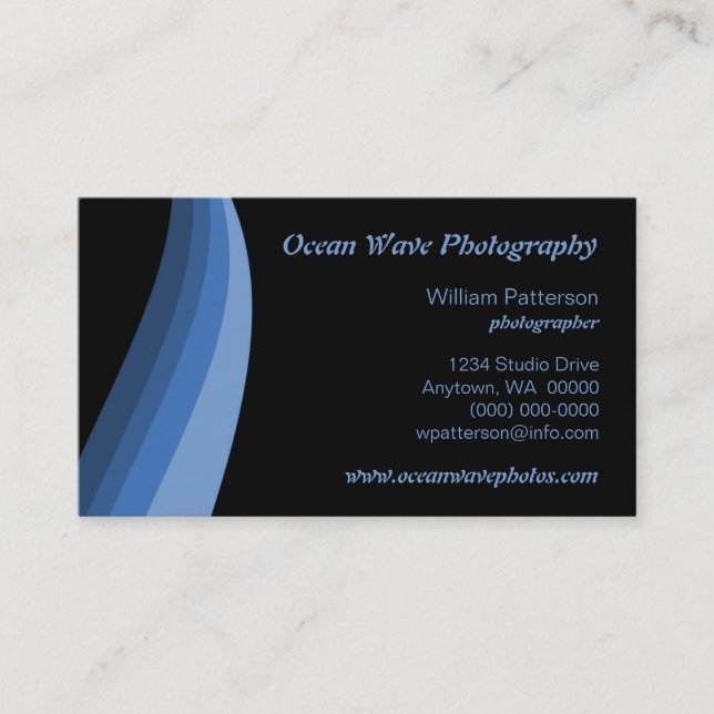 Colour Waves Business Card, Ocean Blue Business Card (Front)
