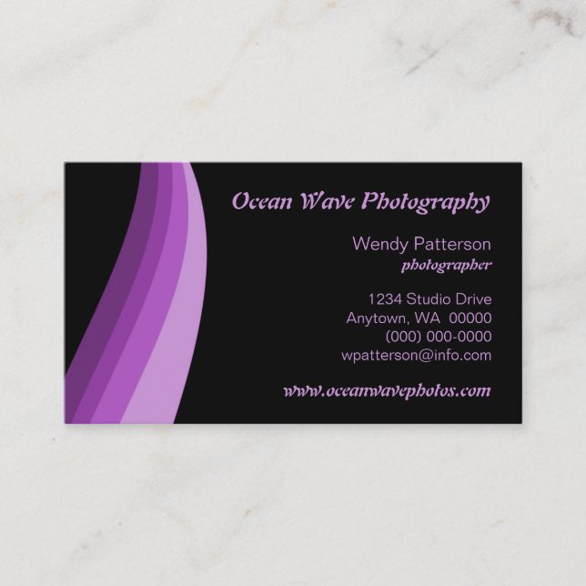 Colour Waves Business Card, Purple Business Card (Front)