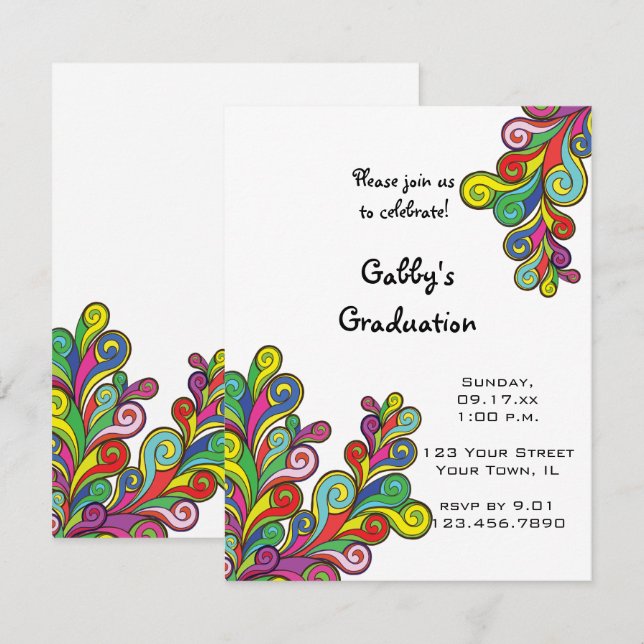 Colour Waves Graduation Party Invitation (Front/Back)