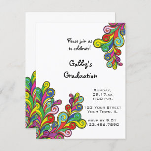Colour Waves Graduation Party Invitation