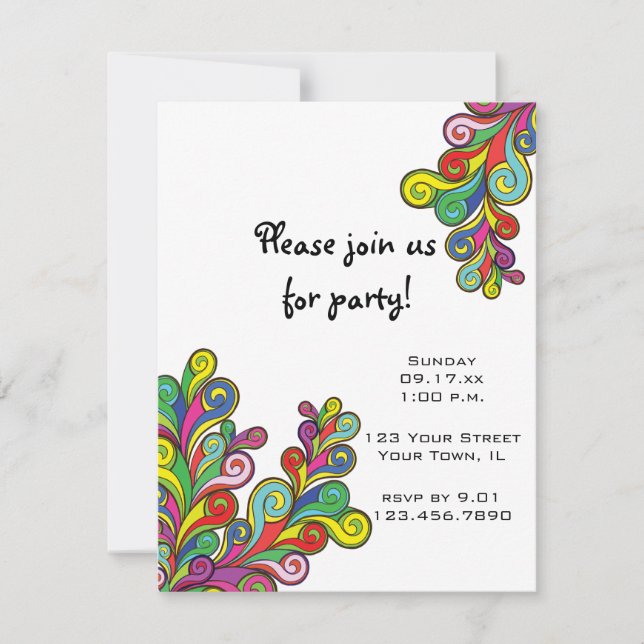 Colour Waves Party Invitation (Front)