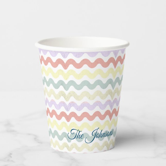 Colour Waves (Pastels)  Paper Cups (Front)