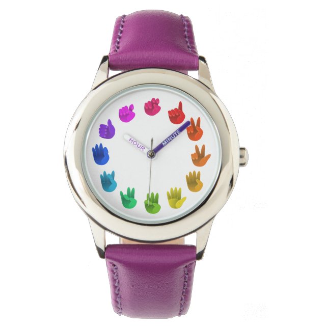 Colour wheel asl sign language numbers watch (Front)