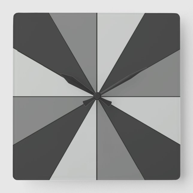 Colour Wheel Grey Modern Minimalistic Square Wall Clock (Front)