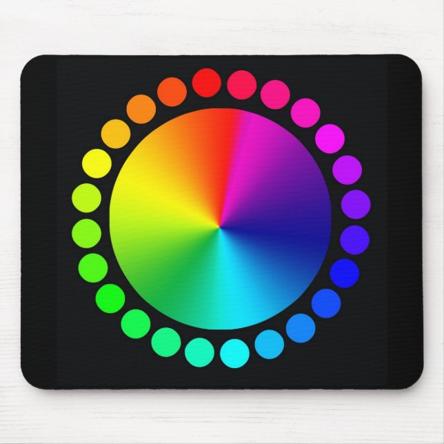 Colour Wheel on black Mouse Mat (Front)