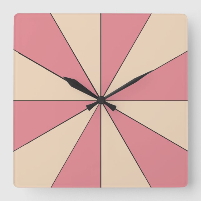 Colour Wheel Peach adjustable Minimalistic Square Wall Clock (Front)