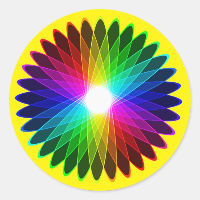 Colour Wheel Round Out Rainbow Hypnotic Halo Classic Round Sticker (Front)