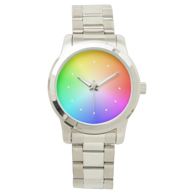 colour wheel silver bracelet watch (Front)
