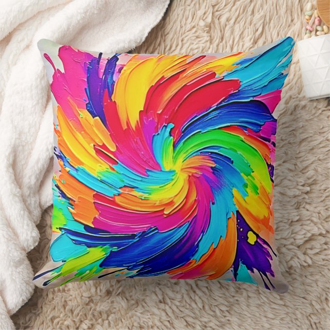 Colour Whirl: Abstract Art Cushion (Blanket)