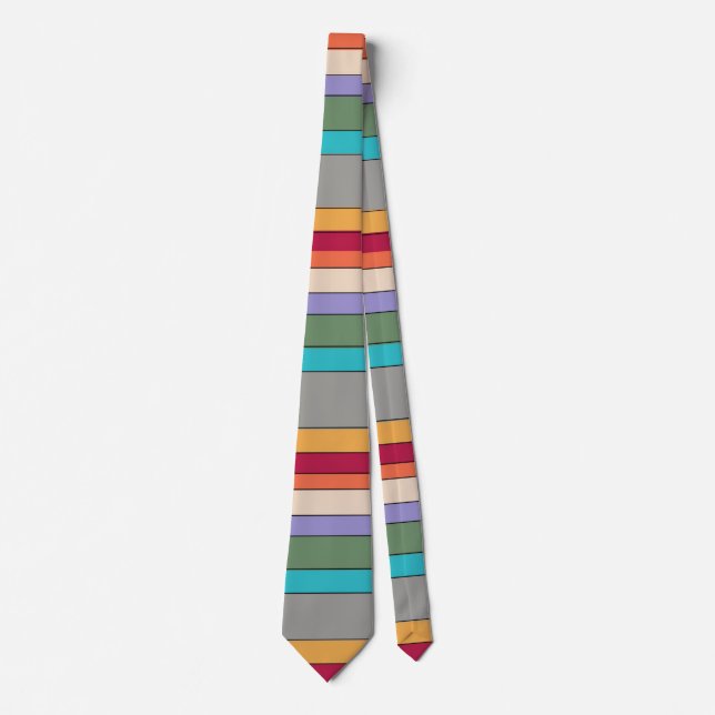 Colour wide stripes grey, blue, multicolor tie (Front)