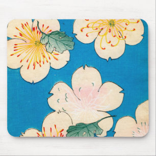 Colour Woodblock Print of Dogwood Blossoms Mouse Mat