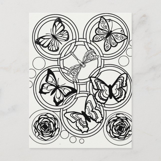 Colour your own adult colouring teen postcard (Front)