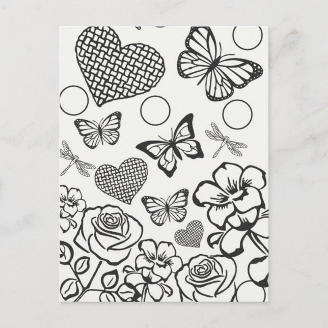 Colour your own adult colouring teen postcard (Front)