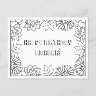 Colour your own adult | custom wish  holiday postcard