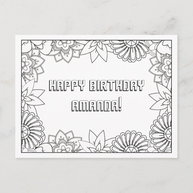 Colour your own adult | custom wish  holiday postcard (Front)
