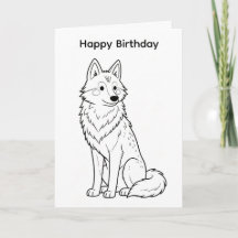 Colour your own birthday car wolf design