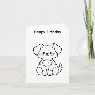 Colour your own birthday card dog design