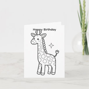Colour your own birthday card Giraffe design