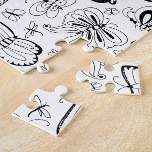 Colour Your Own Butterflies Black and White Jigsaw Puzzle