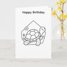 Colour your own card turtle design