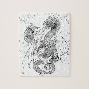 Colour your own Chameleon Dragons Jigsaw Puzzle
