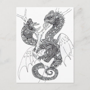 Colour your own Chameleon Dragons Postcard