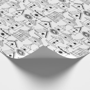 Colour Your Own Charming Birdhouses Wrapping Paper