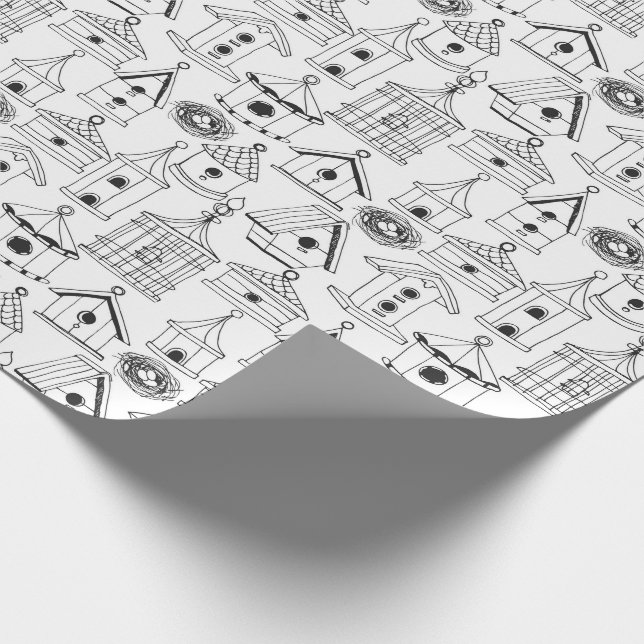 Colour Your Own Charming Birdhouses Wrapping Paper (Corner)