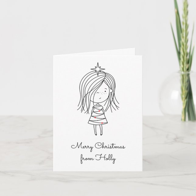 Colour Your Own Christmas Lights Girl Card (Front)