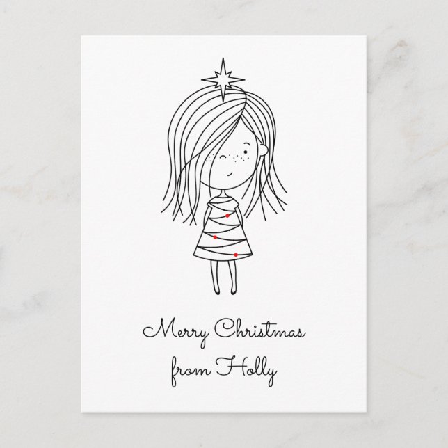 Colour Your Own Christmas Lights Girl Postcard (Front)