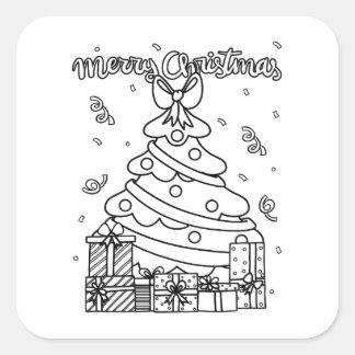 Colour Your Own Christmas tree Christmas Job  Square Sticker