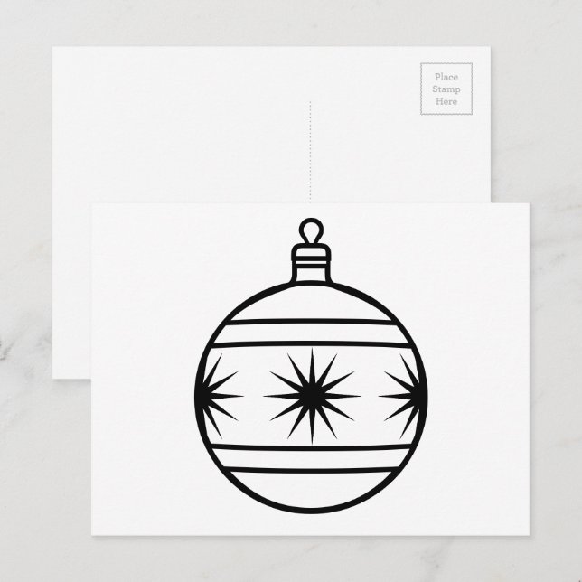 Colour-Your-Own Christmas Tree Ornament Postcard (Front/Back)