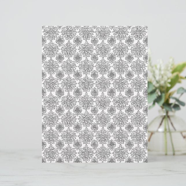 Colour Your Own Chrysanthemum Scrapbooking Paper (Standing Front)