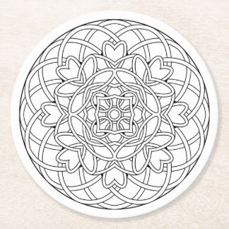 Colour Your Own Colouring Book Design Complex Round Paper Coaster