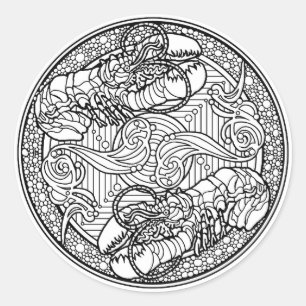 Colour Your Own Colouring Book Design Lobster Classic Round Sticker