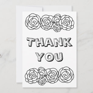Colour Your Own Customisable Thank You Card Roses